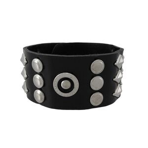 Black Vinyl Wristband with Round and Diamond Shaped Studs